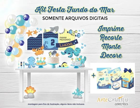 Kit Festa Fundo do Mar - Imprime, Recorte, Monte e Decore