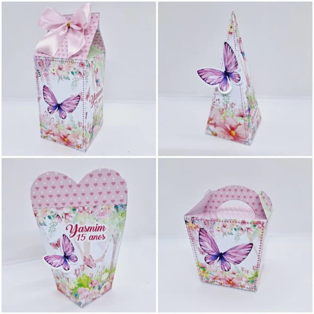 PEGUE E MONTE - Kit Festa JARDIM DAS BORBOLETAS - Decoração de Festa - Caixinhas Personalizadas