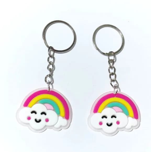 Chaveiro Nuvem Arco Iris Emborrachado Pacote com 6 Unidades