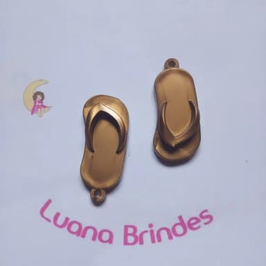 Chinelo Pingente Marrom de Acrilico 5cm Pct 12 Unidades