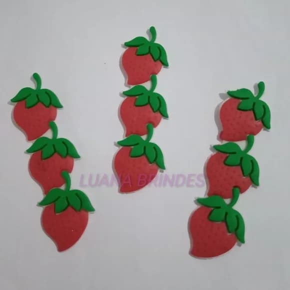 Apliques Emborrachado de Morango - pct c/10 unidades