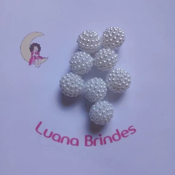 Pérolas Craqueladas Branca 18mm Pct 20 unidades