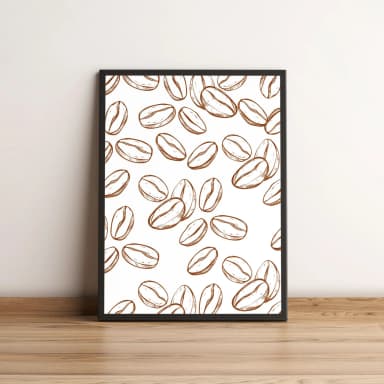 Quadro Grãos de Café Desenho Estilo Minimalista 2681