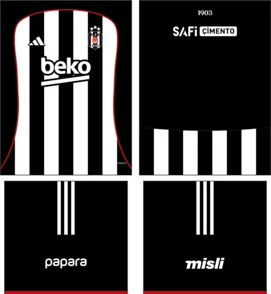 Arte Vetor Camisa Besiktas Visita 2025-2026
