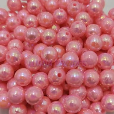 Pérola ABS Irisada Rosa - 8mm - pct c/100 unidades