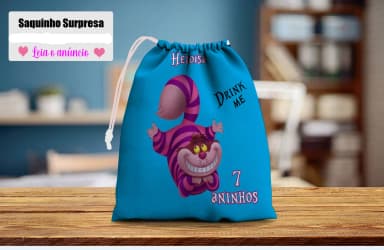 Saquinho Supresa para lembrancinhas Gato da Alice