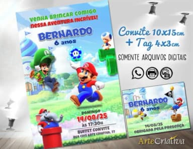 Convite Digital C/tag 4 Super Mario