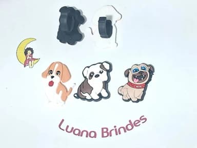 Pins para Cadarço Cachorros Emborrachado 6 Unidades
