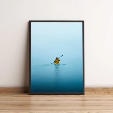 Quadro com pessoa remando em caiaque amarelo 2646