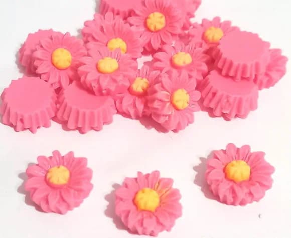 Apliques Girassol Pink com Furo Passante - 10 Peças