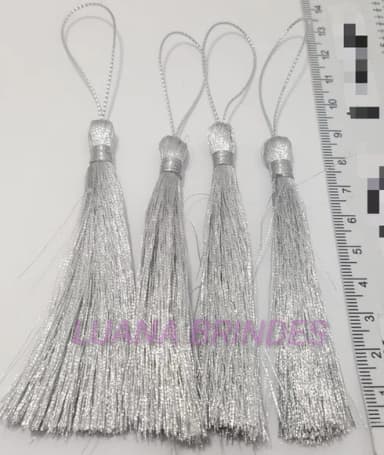 Pingente Tassel de Seda Prata Pct 10 Unidades