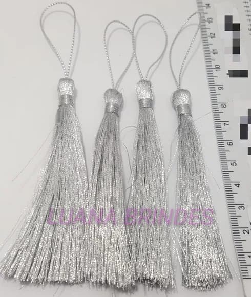 Pingente Tassel de Seda Prata Pct 10 Unidades