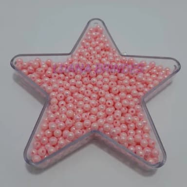 Miçanga irisada Furta cor Rosa 4mm Pacote 60 Gramas