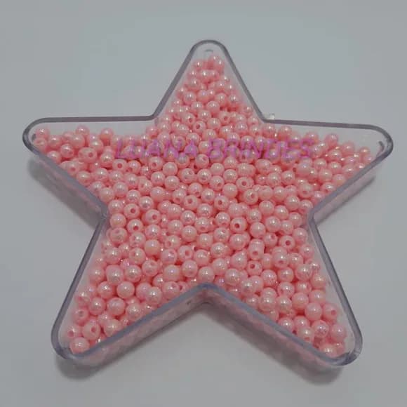 Miçanga irisada Furta cor Rosa 4mm Pacote 60 Gramas