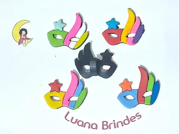 Pins para Cadarço Mascara Carnaval Emborrachado Pacote com 5