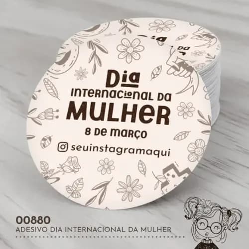 Adesivo Redondo Dia Internacional da Mulher - 00880