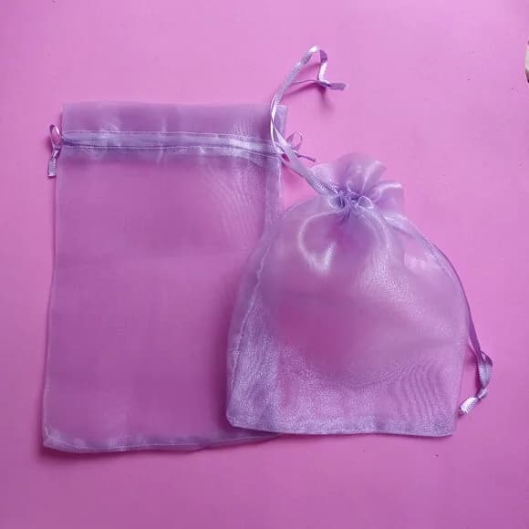 Saquinho Organza Cristal Lilás com Fita 11x17cm