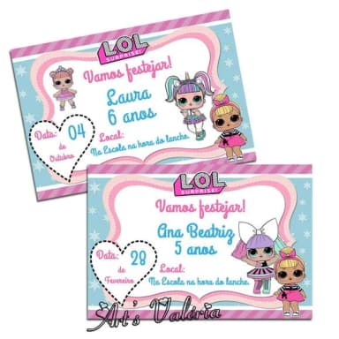 Convite LOL Surprise c/ Envelope e Etiqueta