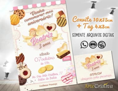 Convite Digital C/tag Biscoito