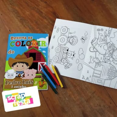 Revista Colorir + Giz de Cera Festa Fazendinha