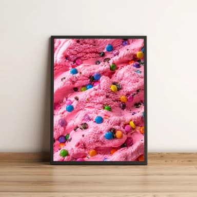 Quadro Decorativo Sorvete Rosa com Confeitos Coloridos 2968