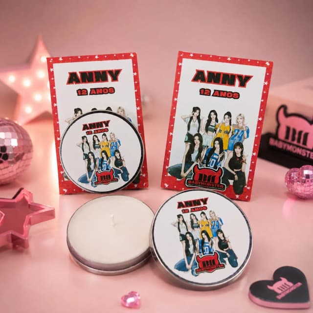 51 unidades de Vela Aromática na latinha Personalizada, BabyMonster - Eventos, Festas, Brindes, fazemos qualquer tema