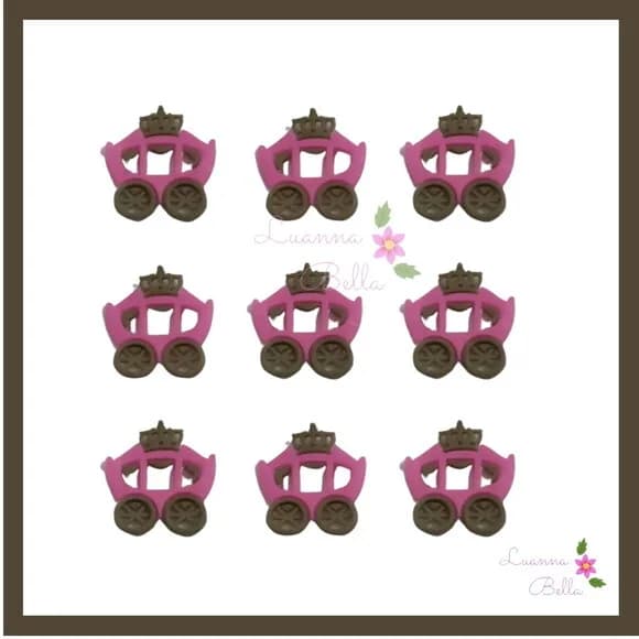 Aplique Emborrachado Carruagem Rosa - Pcts c/8unds