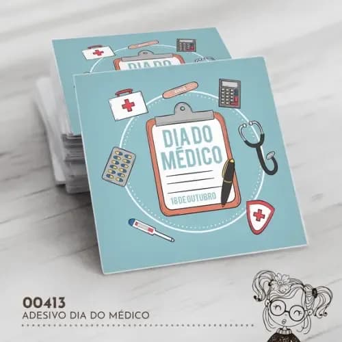 Adesivo Quadrado Dia do Médico - 00413