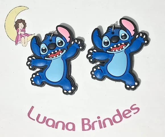 Pingente Stitch 5cm Emborrachado Pacotes com 4 Unidades