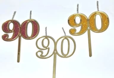 Velas 90 Anos Dourado Acrílico Pavio Magico - 1 Peça