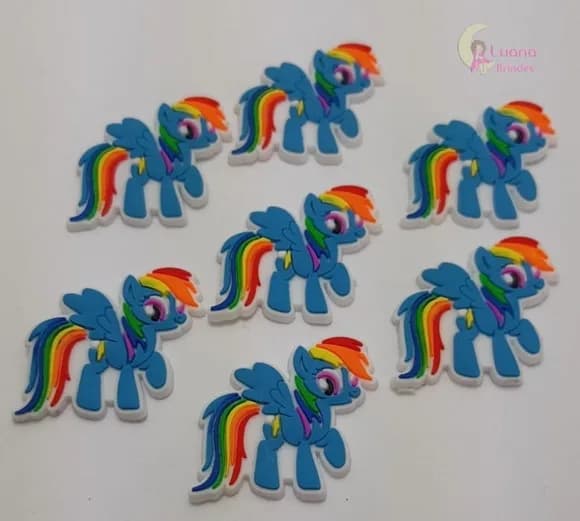 Aplique Poney Azul Personagem de borracha - pct c/8 unidades