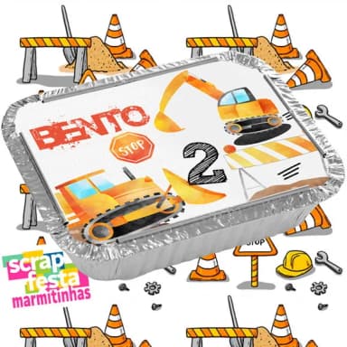 Marmitinhas Personalizadas Festa Trator Construção Aquarela