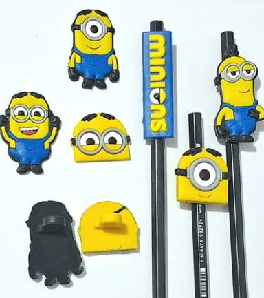 Lápis C/ponteira Minions Emborrachados Pacote com 6 Unidades