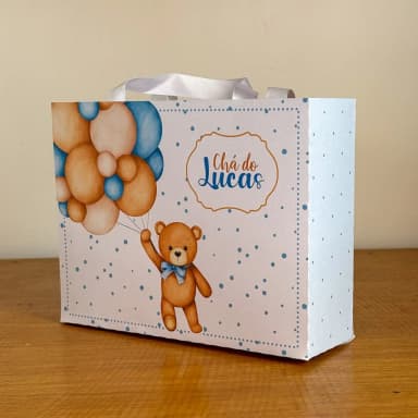 PEGUE E MONTE - Sacolinhas Personalizadas CHA DE BEBE URSINHO AZUL - Decoração de Festa | Lembrancinhas | Aniversário | Personalizados