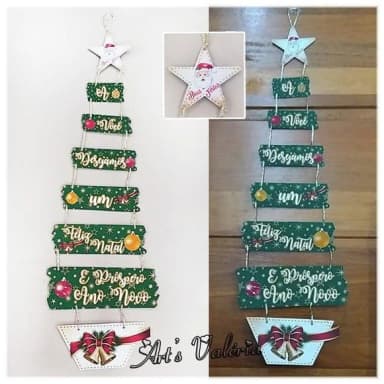 Árvore de Natal - Enfeite de Papel para Parede ou Porta