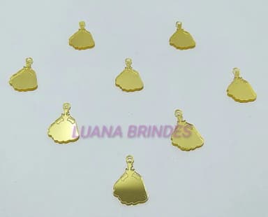 Pingente Cinderela em Acrílico Espelhado Dourado-pct c/10 un