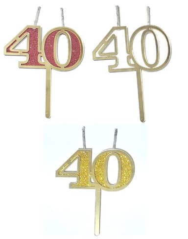 Vela 40 Anos Dourado Acrílico Pavio Magico 1 Peça