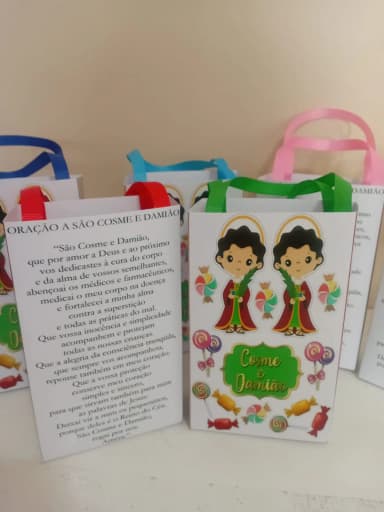 Sacolinhas Personalizadas Cosme e Damião para Lembrancinhas
