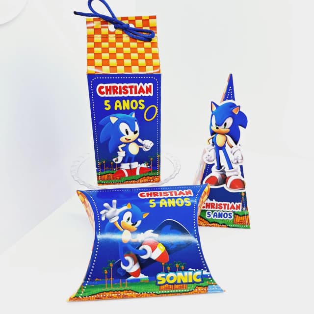 PEGUE E MONTE - Kit Festa SONIIC - Decoração de Festa - Caixinhas Personalizadas