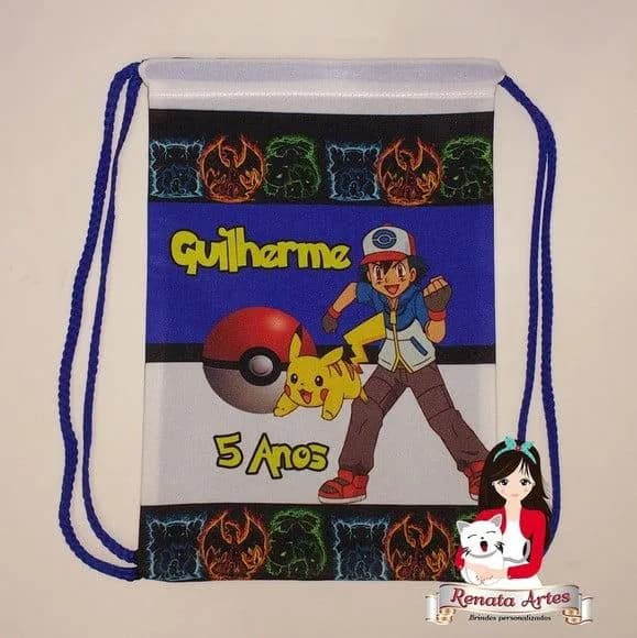Mochila de Tecido Personalizada Pokemon Azul
