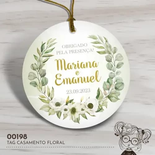 Tag Redonda Casamento Floral - 00198