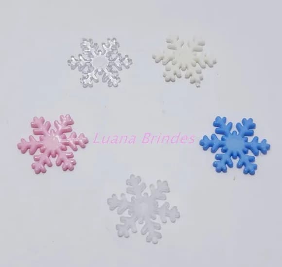 Aplique Floco de Neve Colorido em Acrílico - pct c/25 unid