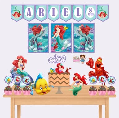 Kit Festa Só Um Bolinho SEREIA ARIEL - Decoração de Festa