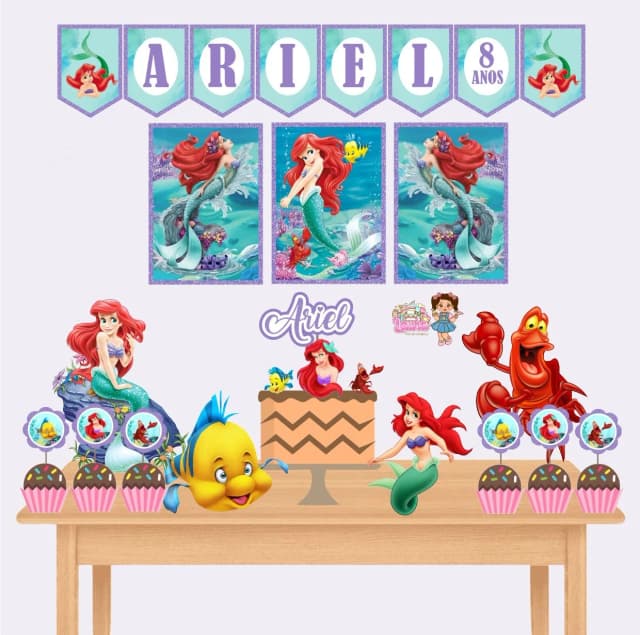 Kit Festa Só Um Bolinho SEREIA ARIEL - Decoração de Festa