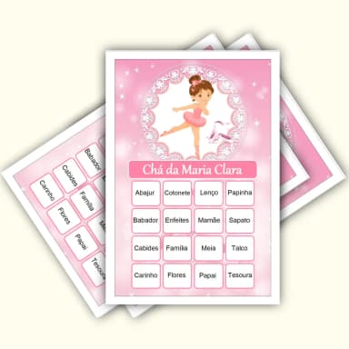 Bingo Chá de Bebê Menina Pdf Para Imprimir