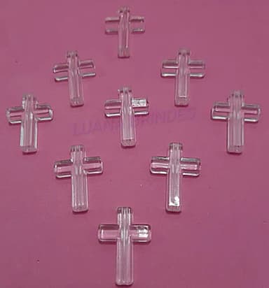 Cruz Lisa de Acrílico Furo Passante 2,4cm Pct 12 Unidades