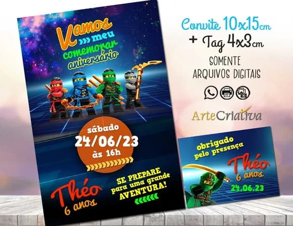Convite Digital C/tag Lego Ninja Go 2