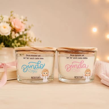 Vela Aromática Personalizadas Pedido de  Madrinha e Parinho