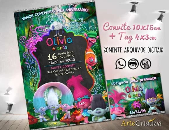 Convite Digital C/tag Trolls 3