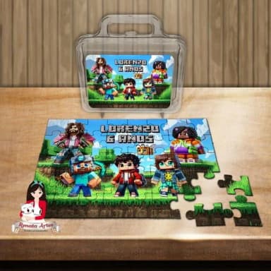 Quebra Cabeça Personalizado na Maleta Minecraft Filme